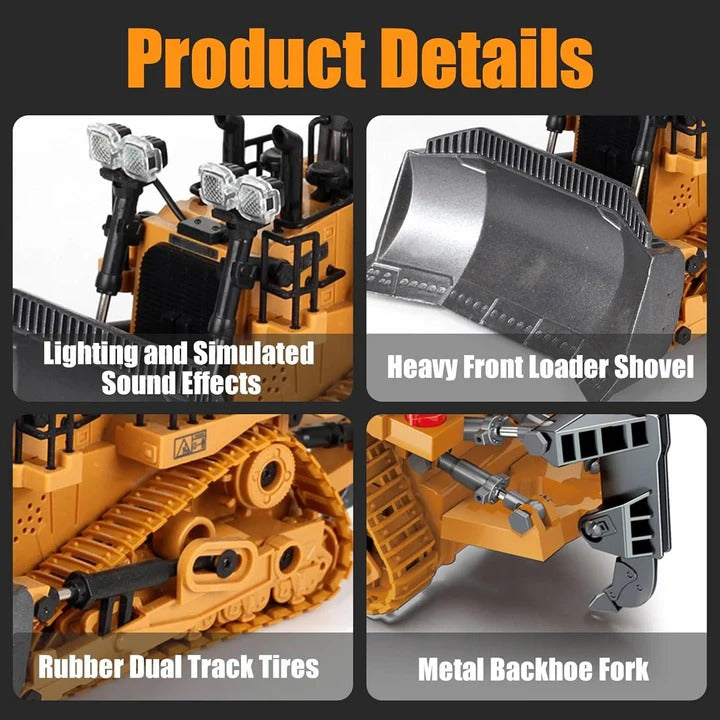 Kids Remote Control Excavator Bulldozer and Dump Truck Set 4WD