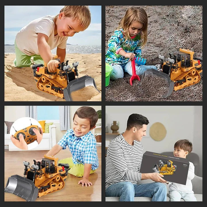 Kids Remote Control Excavator Bulldozer and Dump Truck Set 4WD