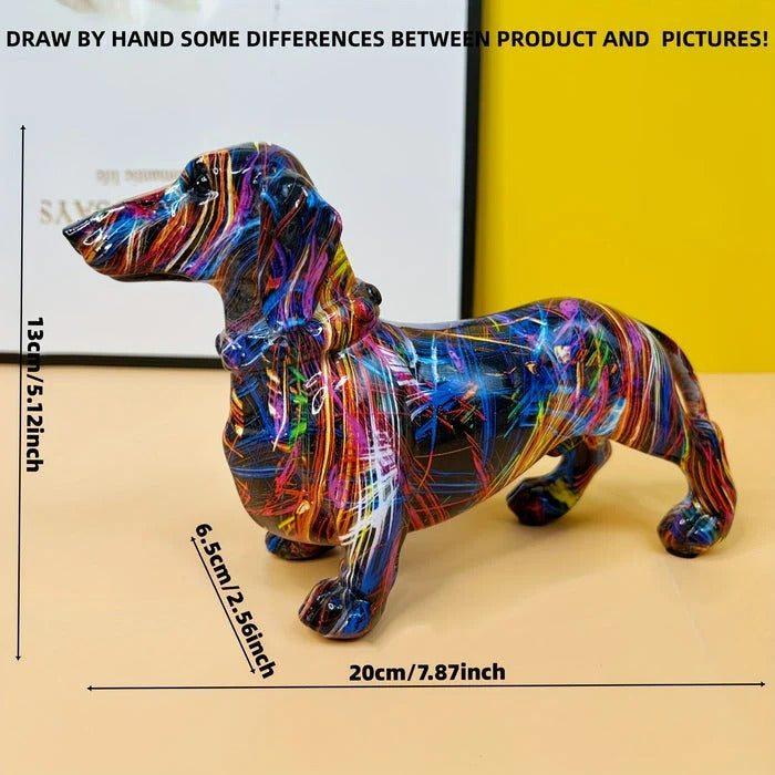 Home Decor Dachshund Statue Painted Resin Figurine