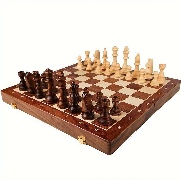 Unisex Wooden Chess Set Portable Foldable Board - Lenila