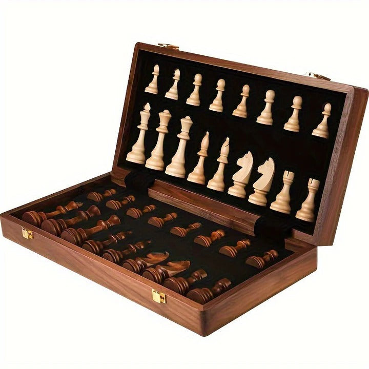Wooden Chess Set Portable Foldable Board