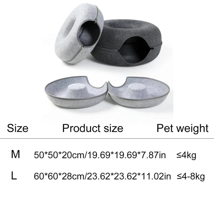 Pet Donut Bed Soft Plush Cozy Design