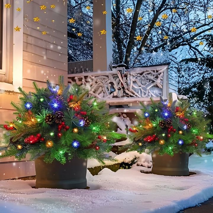 Artificial Christmas Tree Urn Filler Pre-Lit Decorative Accent