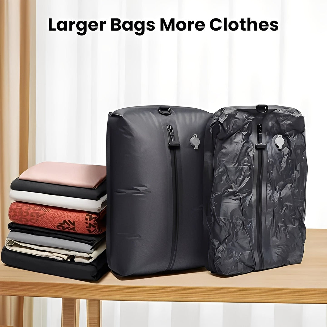 Travel Vacuum Pump with Space-Saving Compression Bags