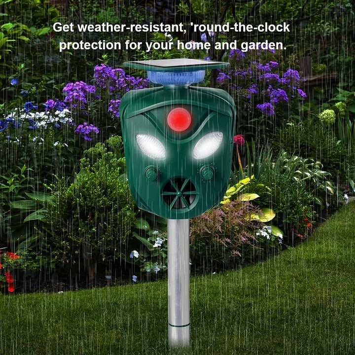 Solar Powered Ultrasonic Animal Repeller with Wide Coverage