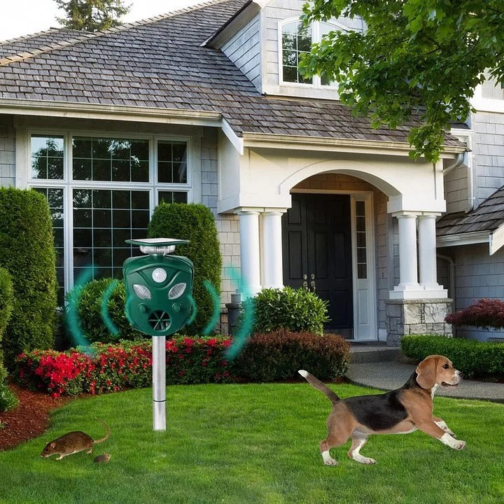 Solar Powered Ultrasonic Animal Repeller with Wide Coverage