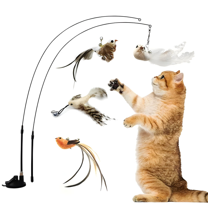 Pet Toy Set Feather Bird Simulation Interactive Play - Lenila