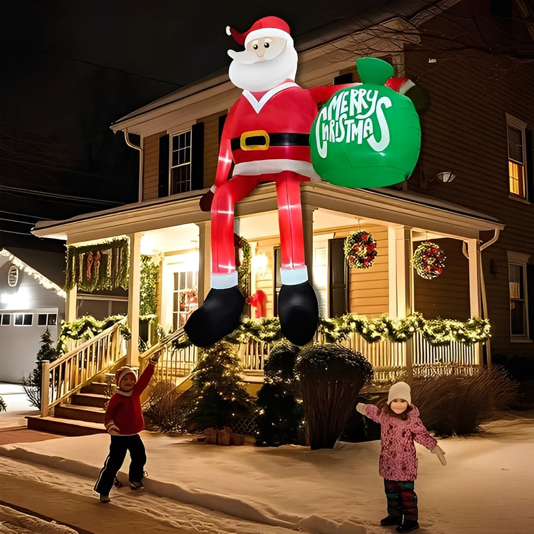 Outdoor Inflatable Santa Climbing Decoration LED Lighted - Lenila