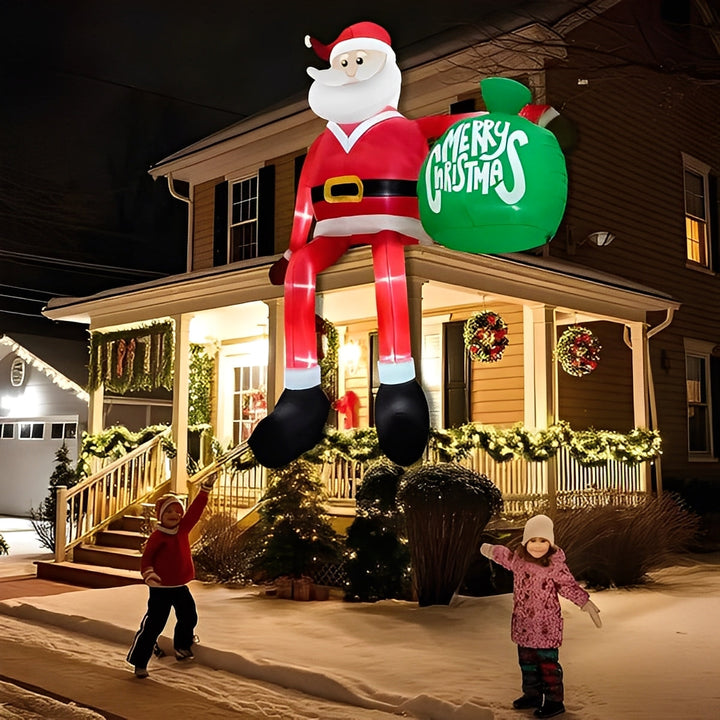 Outdoor Inflatable Santa Climbing Decoration LED Lighted - Lenila