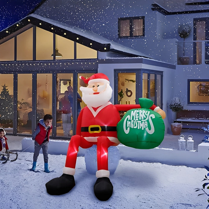 Outdoor Inflatable Santa Climbing Decoration LED Lighted