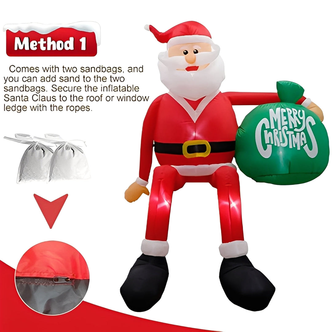 Outdoor Inflatable Santa Climbing Decoration LED Lighted