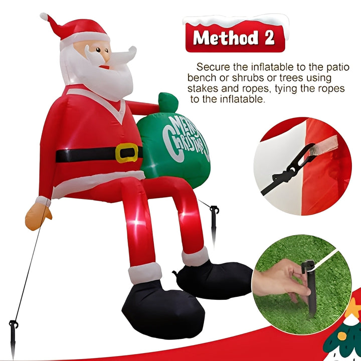 Outdoor Inflatable Santa Climbing Decoration LED Lighted