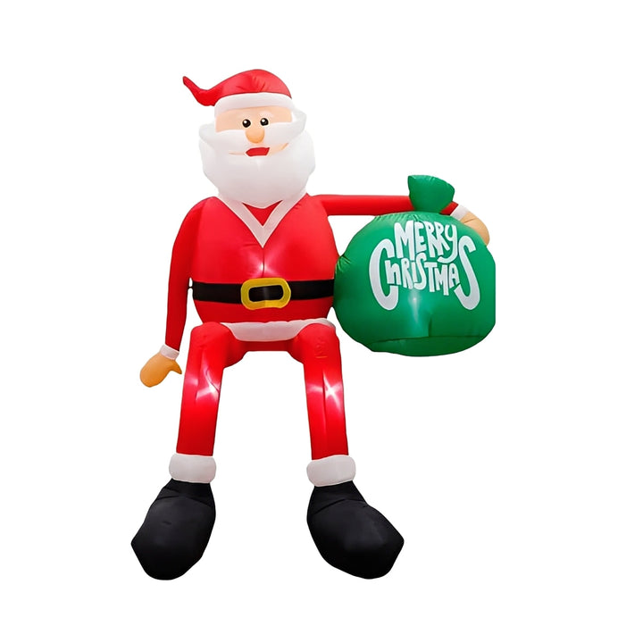 Outdoor Inflatable Santa Climbing Decoration LED Lighted
