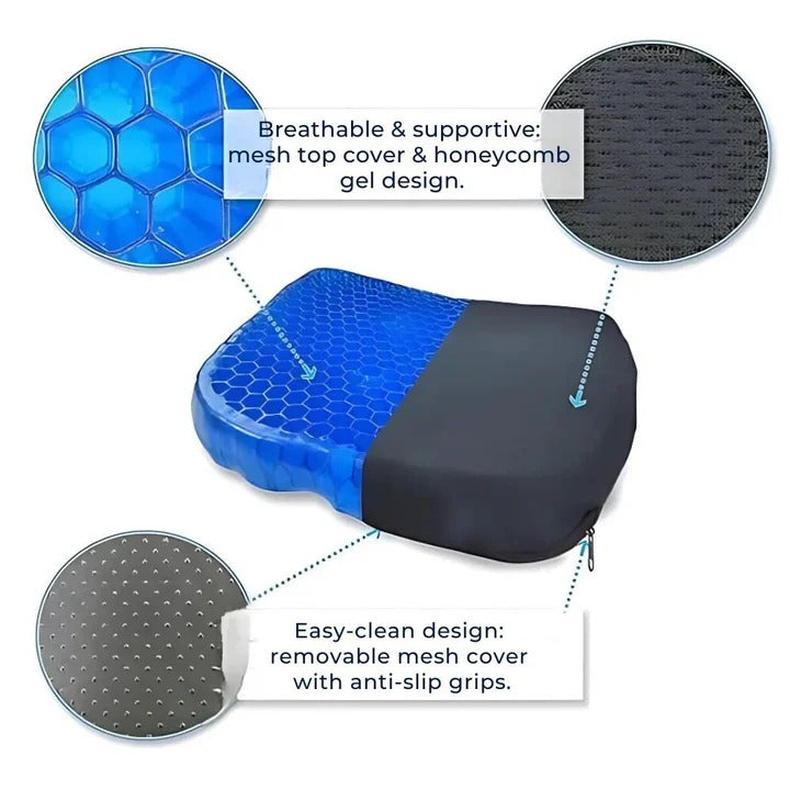Ergonomic Gel Seat Cushion with Lower Back Support for Office Car