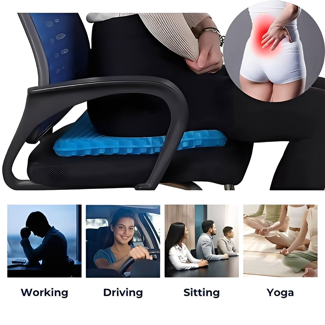 Ergonomic Gel Seat Cushion with Lower Back Support for Office Car