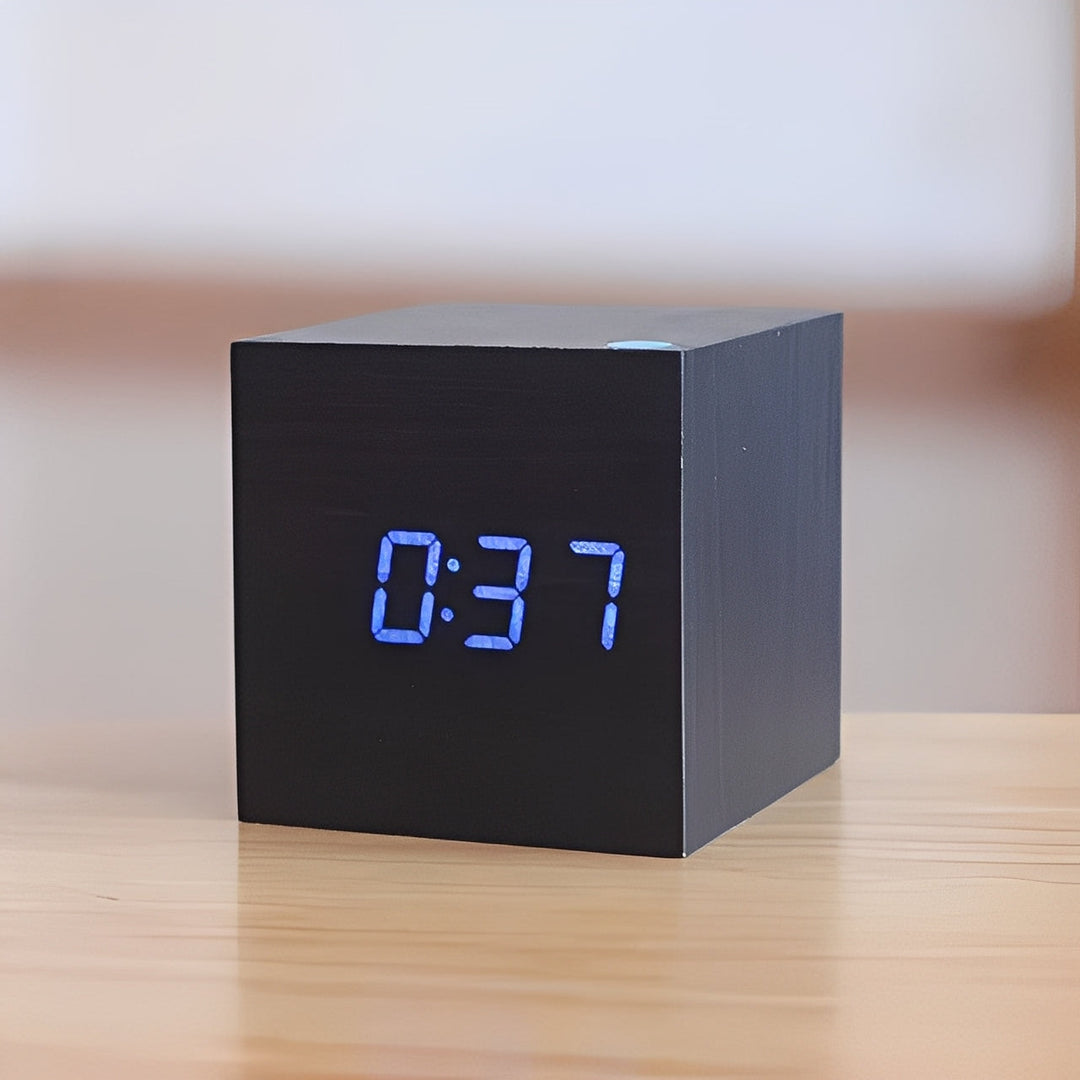 Digital Wood Clock with LED Display Modern Style