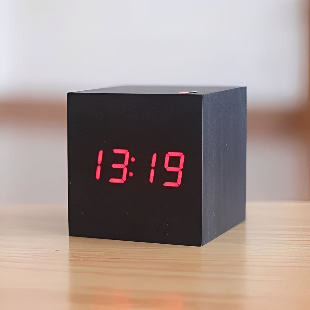 Digital Wood Clock with LED Display Modern Style