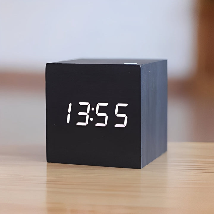 Digital Wood Clock with LED Display Modern Style - Lenila