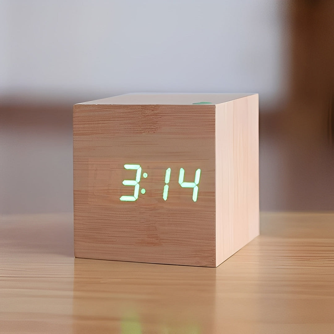 Digital Wood Clock with LED Display Modern Style