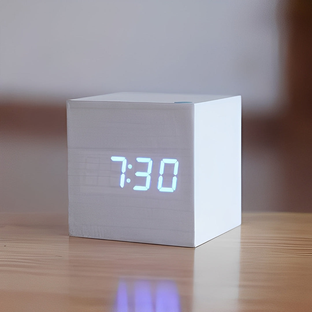 Digital Wood Clock with LED Display Modern Style