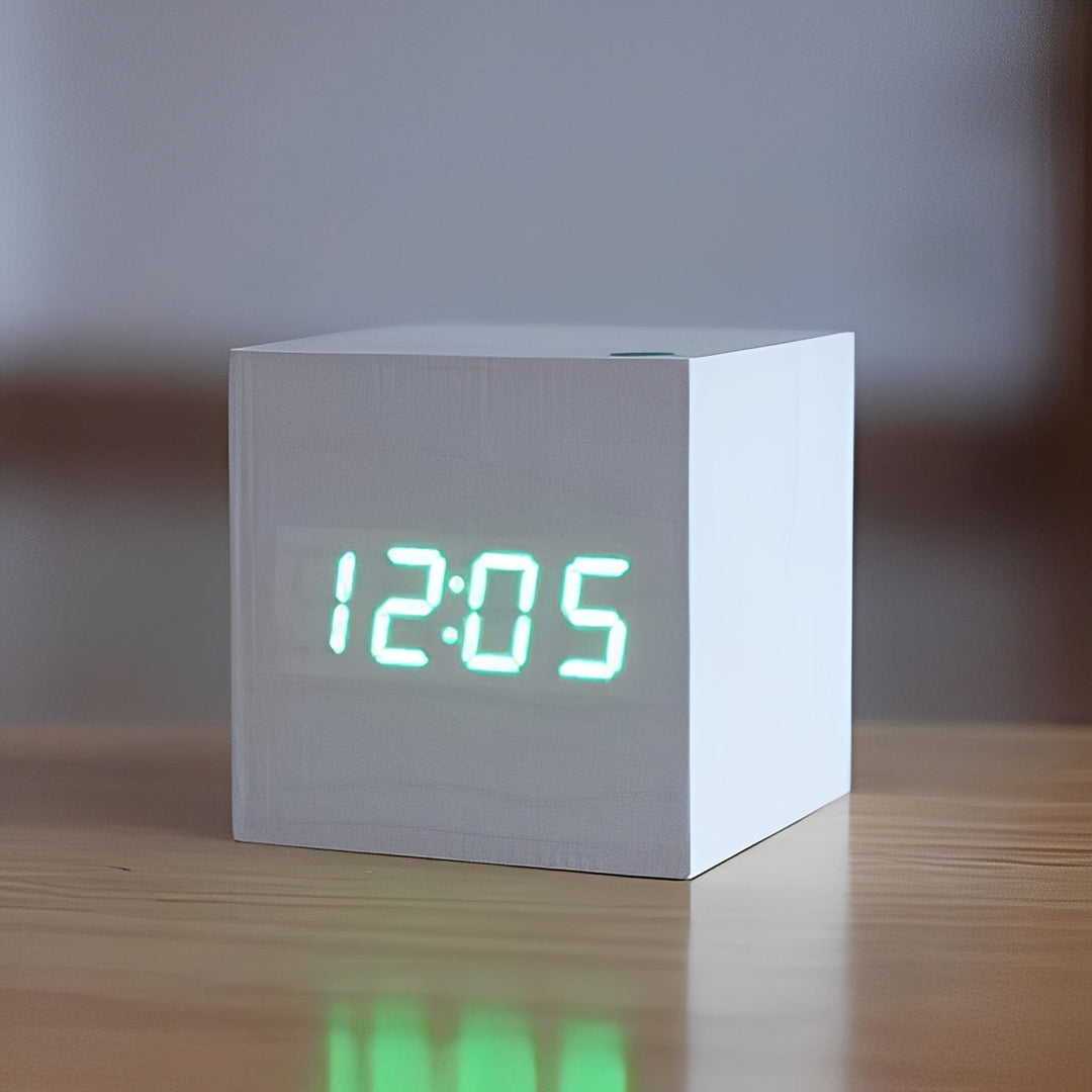 Digital Wood Clock with LED Display Modern Style