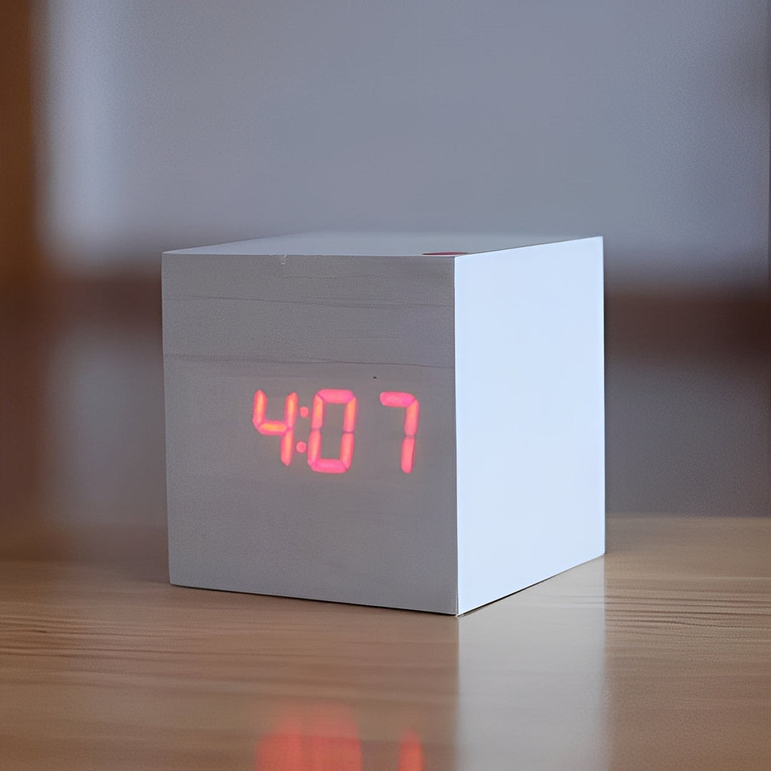 Digital Wood Clock with LED Display Modern Style