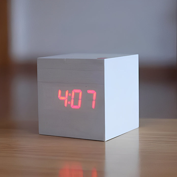 Digital Wood Clock with LED Display Modern Style
