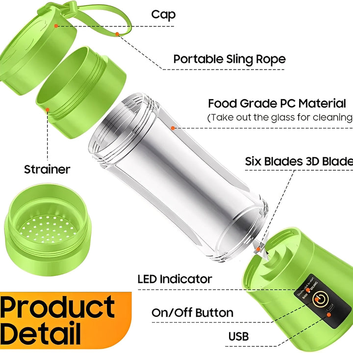 Portable Mini Blender Electric USB Rechargeable Compact Design
