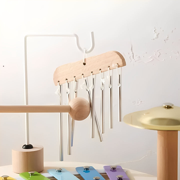Childrens Wooden Drum Kit Montessori Style Developmental Toy