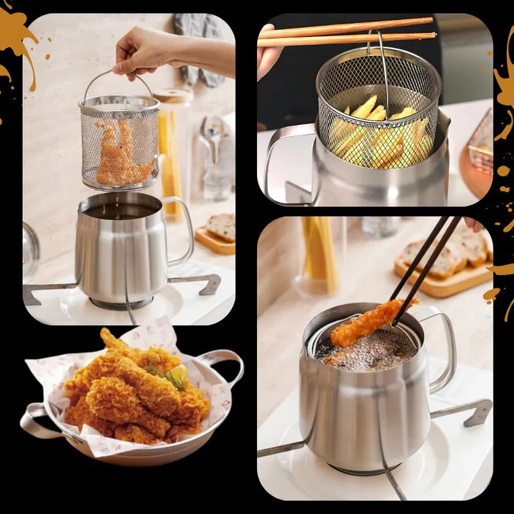 Home Deep Fryer Pot with Strainer for Cooking