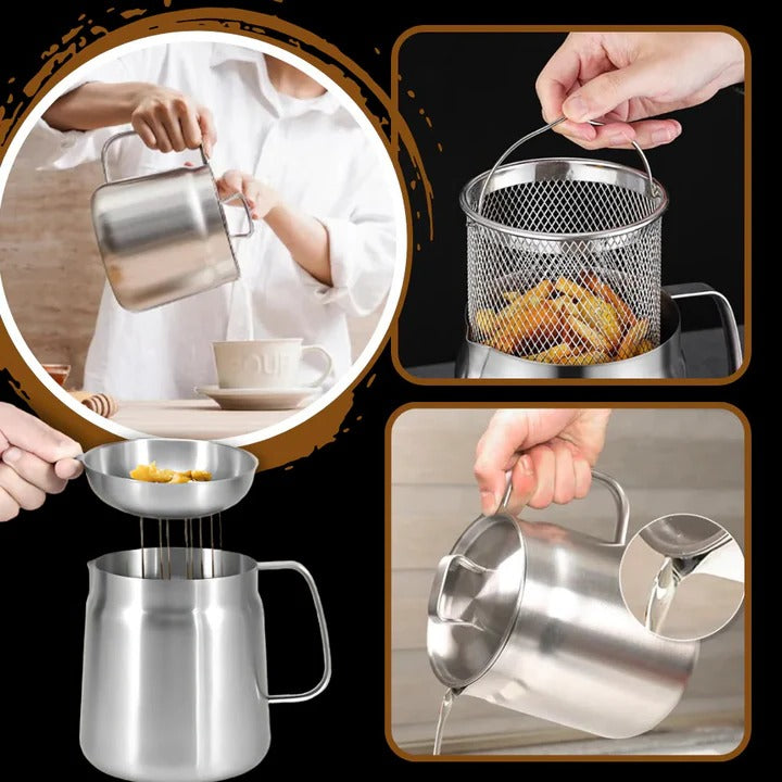 Home Deep Fryer Pot with Strainer for Cooking