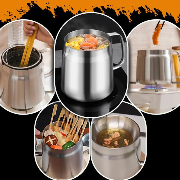 Home Deep Fryer Pot with Strainer for Cooking