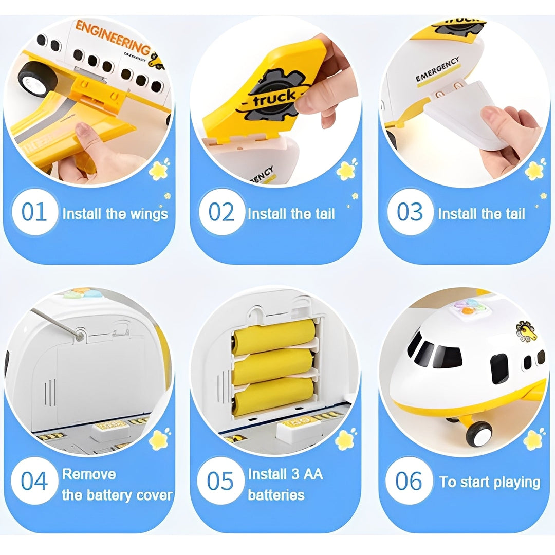 Kids Airplane Toy Set Plastic Vehicles Play Set