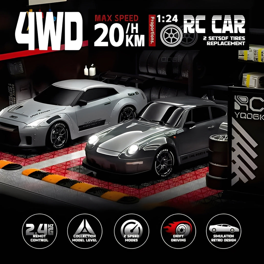 RC Car Retro Style with 4WD and LED Lights