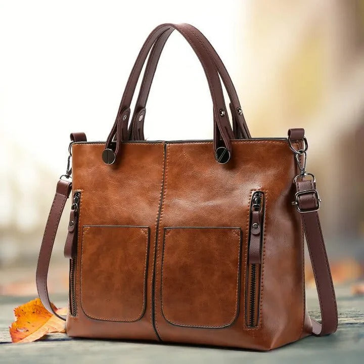 Womens Leather Handbag Crossbody and Tote Style - Lenila