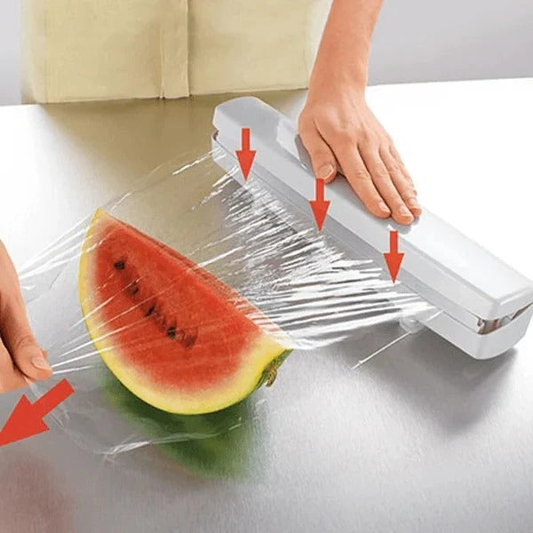 Kitchen Food Wrapper Dispenser Plastic Compact Storage Organizer