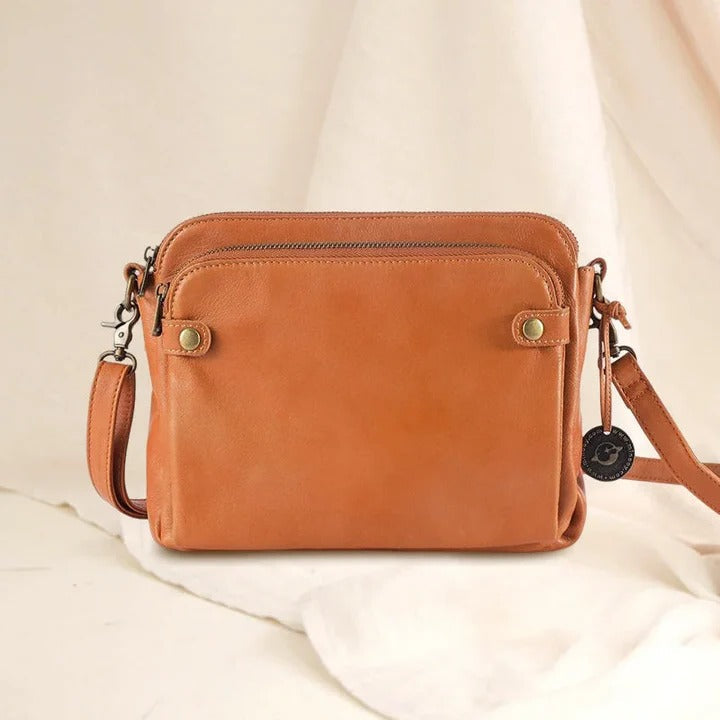 Womens Leather Crossbody Shoulder Bag Three-Layer Design - Lenila