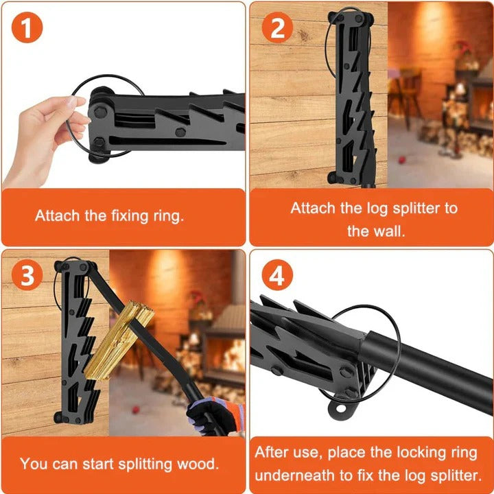 Wall-Mounted Firewood Kindling Splitter for Log Splitting