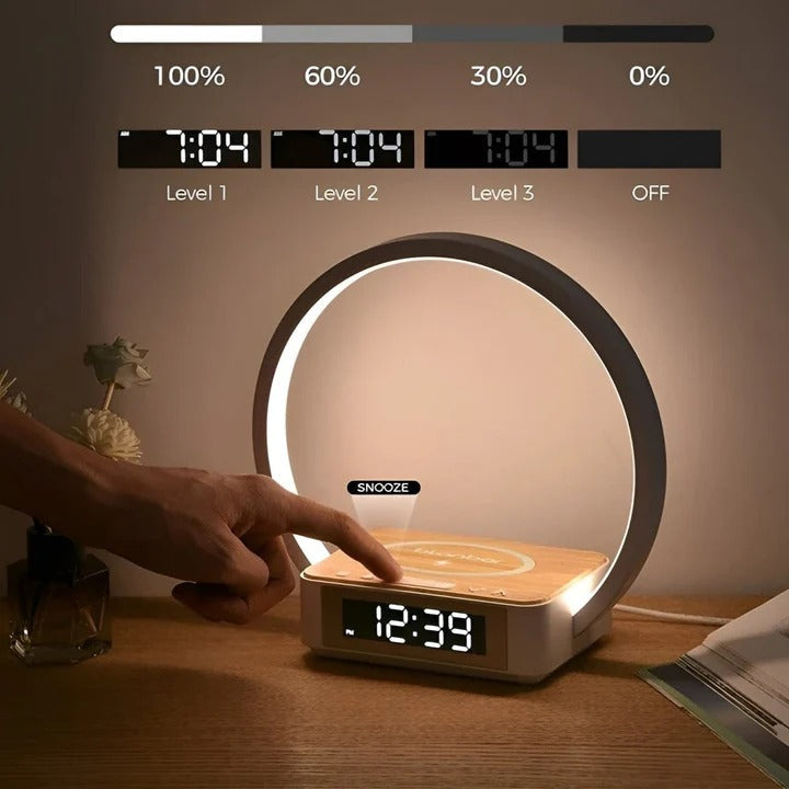 Wireless Charging Table Lamp with Alarm Clock and Touch Control