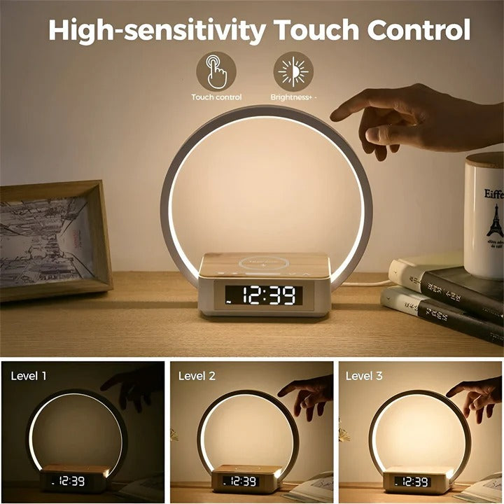 Wireless Charging Table Lamp with Alarm Clock and Touch Control