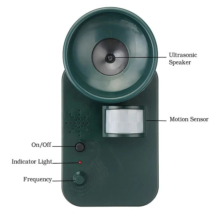 Ultrasonic Outdoor Animal Repeller with Motion Sensor