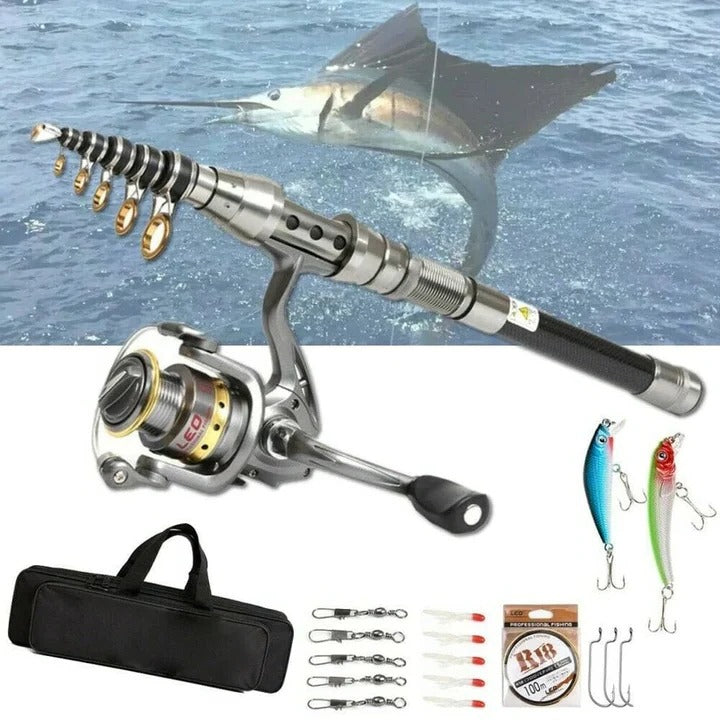 Telescopic Fishing Rod and Reel Combo Lightweight Portable - Lenila