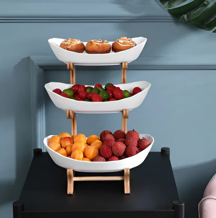 Wooden Tiered Bowl for Fruit and Vegetable Storage