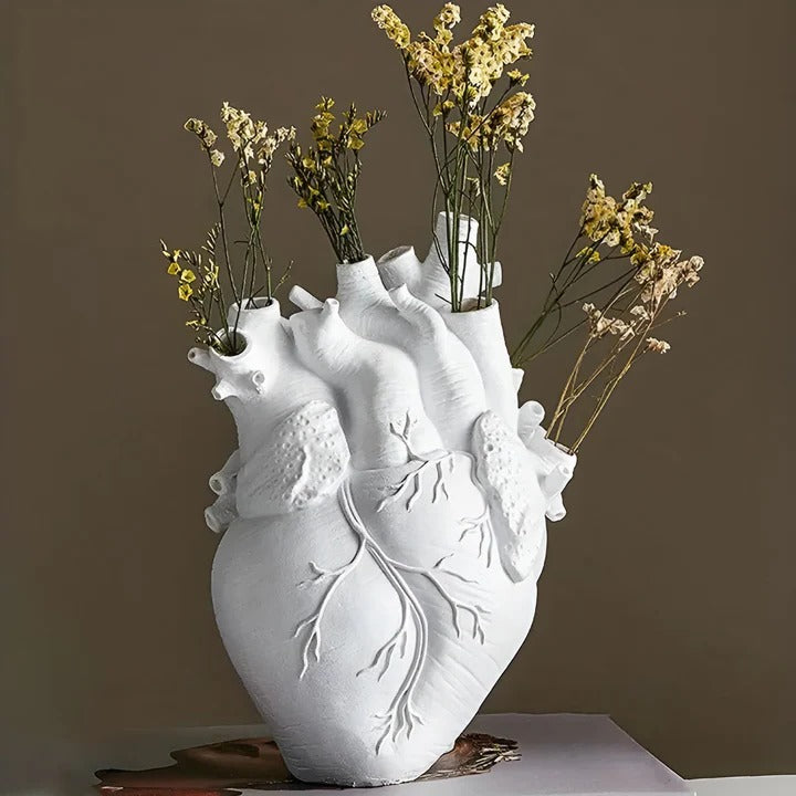 Decorative Heart-Shaped Vase Wooden and Bamboo Material - Lenila