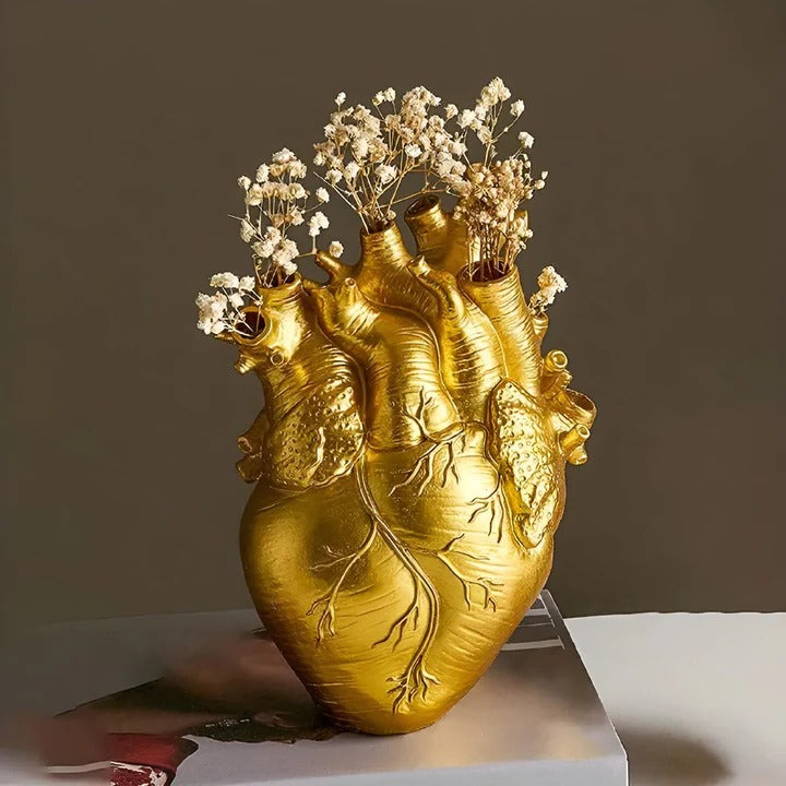 Decorative Heart-Shaped Vase Wooden and Bamboo Material
