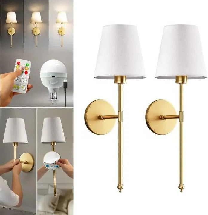 Wireless Indoor Wall Sconce Lighting Fixture Battery Operated