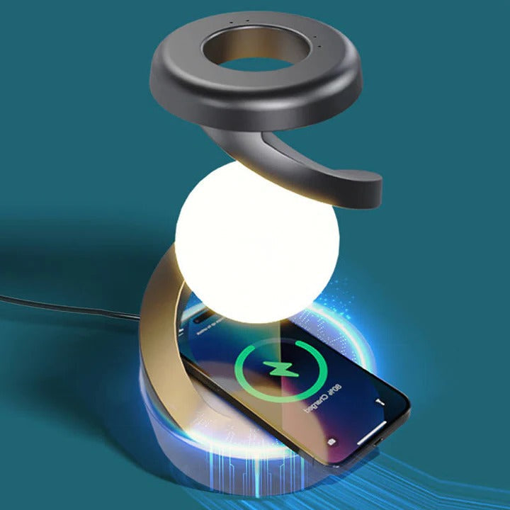 Floating Desk Moon Lamp with Gesture Control and Wireless Charging