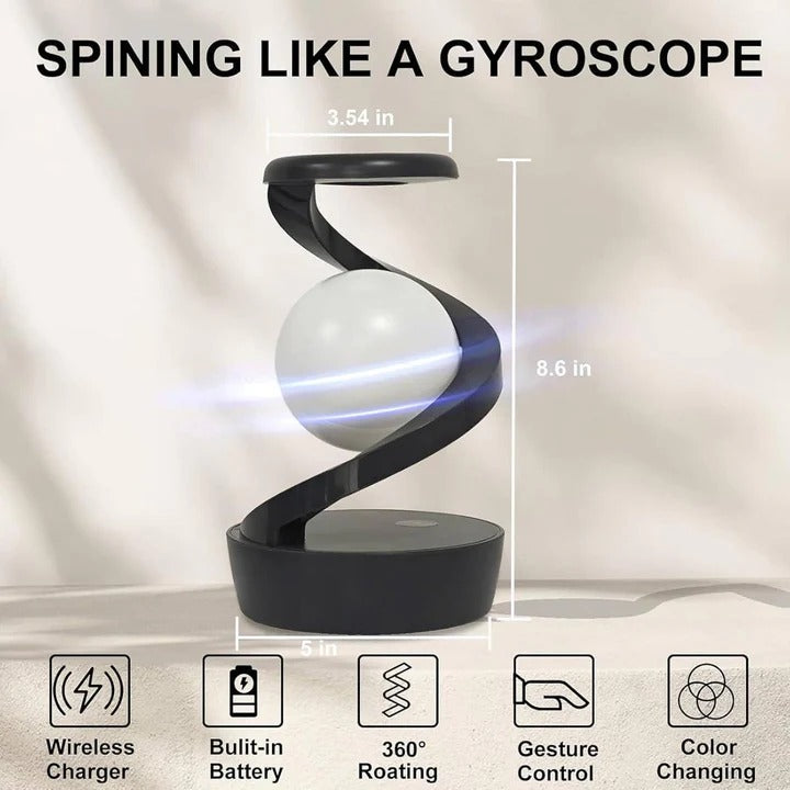 Floating Desk Moon Lamp with Gesture Control and Wireless Charging