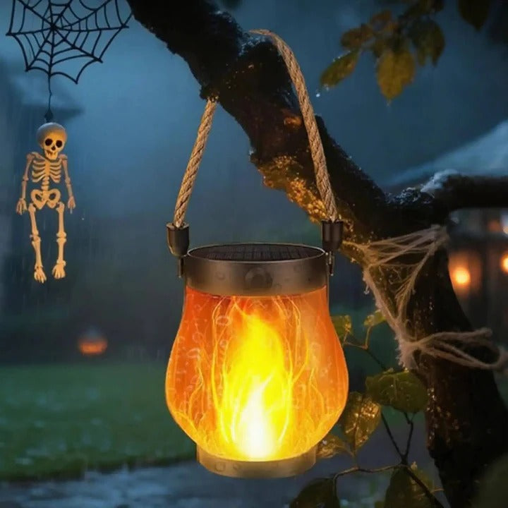 Outdoor Solar Porch Lanterns Waterproof with Flickering Flame