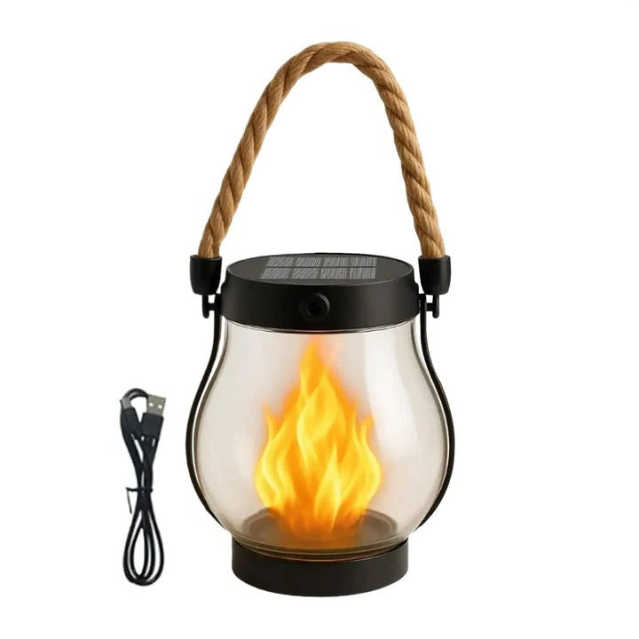 Outdoor Solar Porch Lanterns Waterproof with Flickering Flame